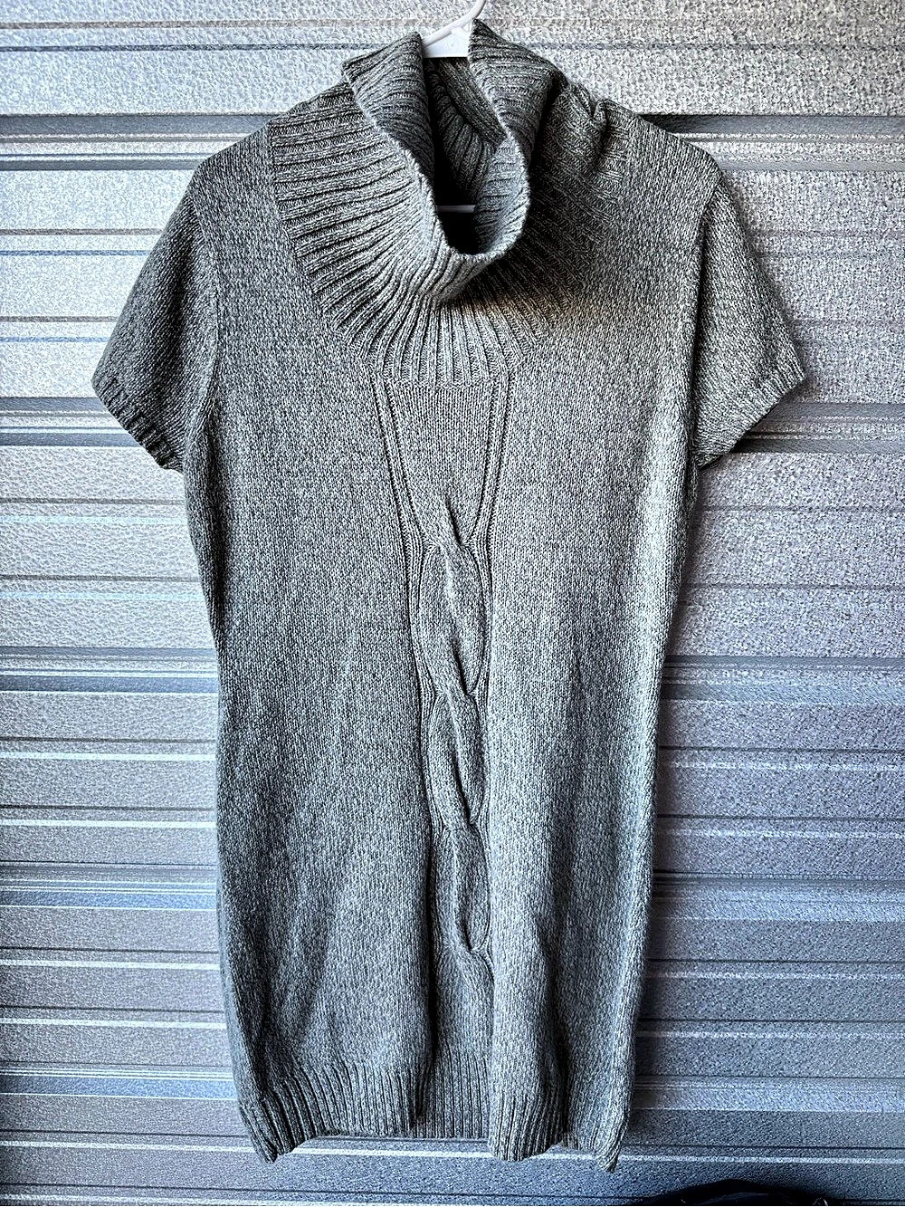 ana Cable Knit Cowl Neck Sweater Gray XL Like New